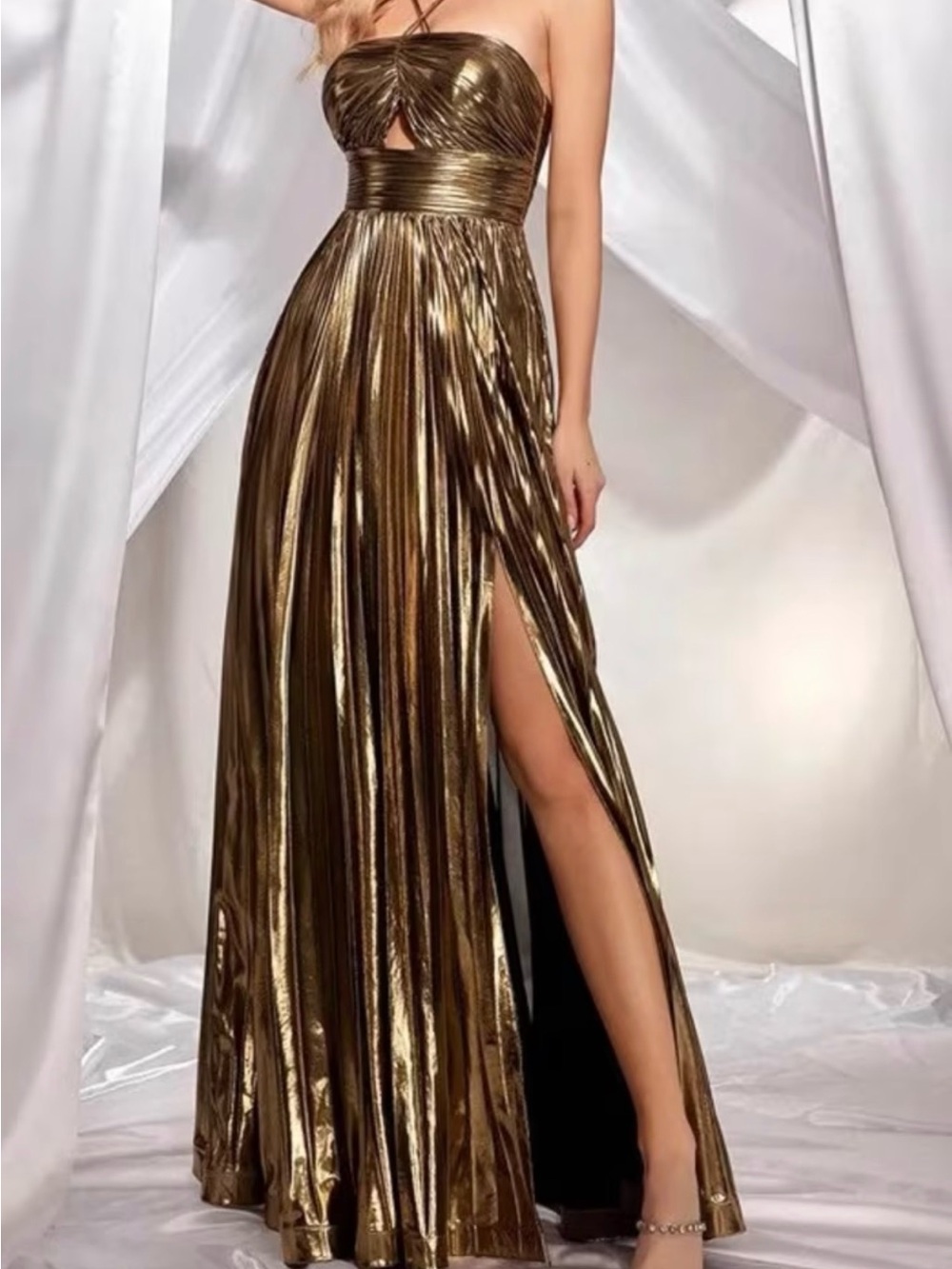 Metallic Gold Evening Gown
